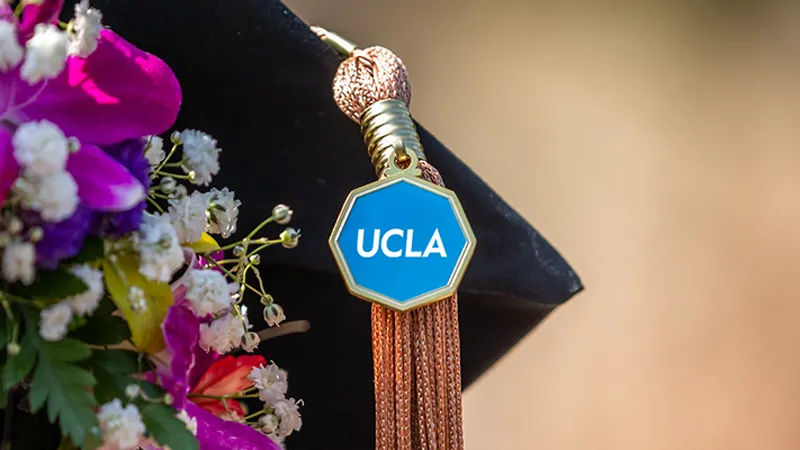 graduation cap with ucla logo on tassel
