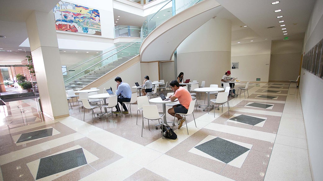 Students studying at Anderson Atrium