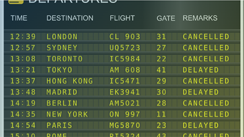 thumbnail of a flights departure board
