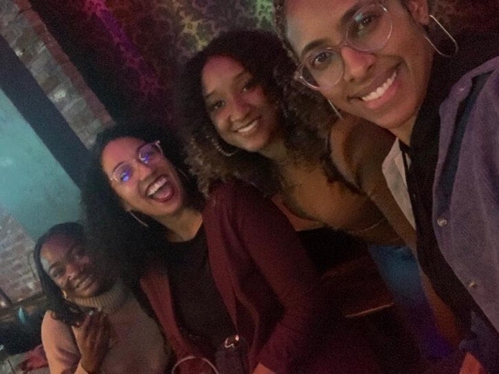 Class of 2022 MBA students at the L.A. happy hour (left to right): Nicole Rabiu, Kelsey Paul Emory, Ashley Johnson, Leanna Parchment