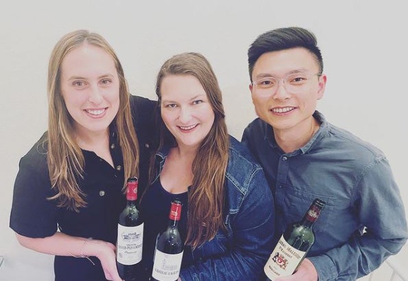 Students with wines