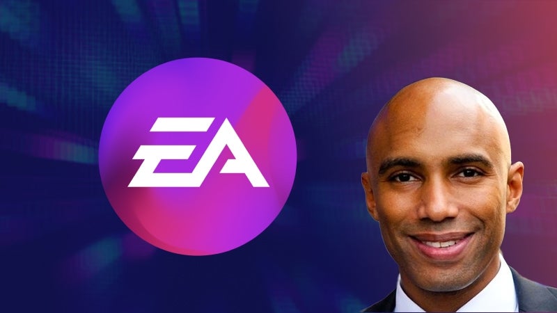 Brian Baron (’05) headshot with Electronic Arts (EA) logo