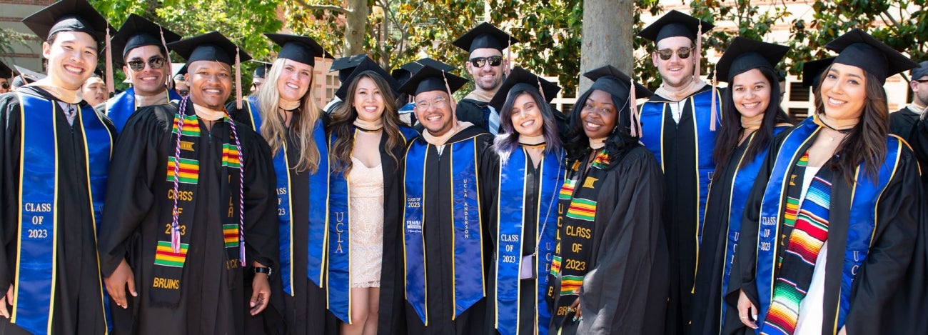 Banner with students at Commencement